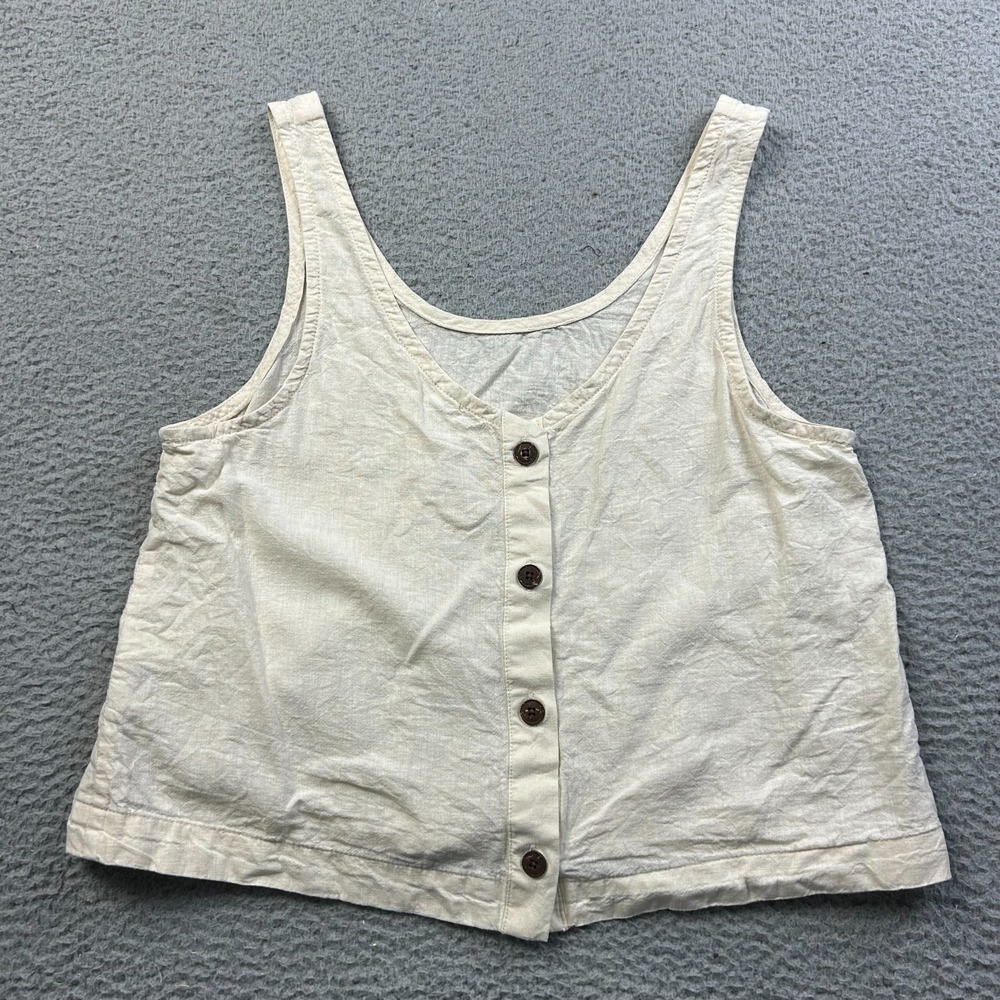 Patagonia Tank Top Womens Beige Garden Island Reversible Hemp Blend Crop Medium